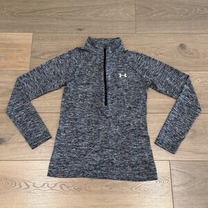 UNDER‎ ARMOUR Black Gray 1/2 Zip HeatGear Loose Long Sleeve Active Pullover XS